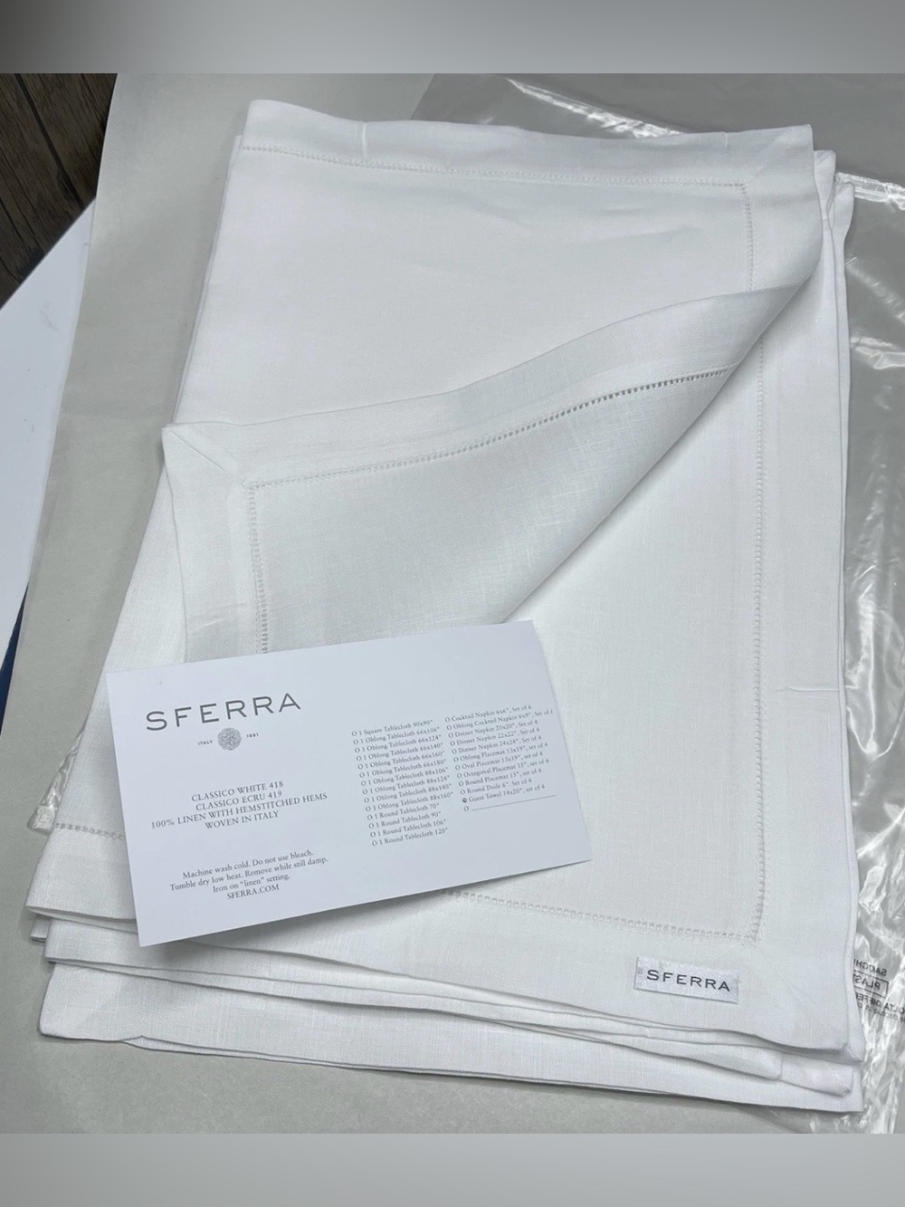 Sferra Classico 418 Linen Guest Towel White Set Of 8 Woven In Italy 14x20”